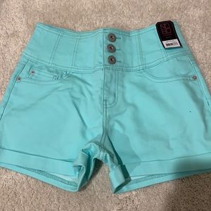 Teal Jean Shorts- No rips